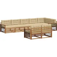 vidaXL Ensemble de canapés d'extérieur avec coussins 8 pièces Nature et Beige