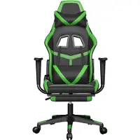 vidaXL Chaise de jeu avec repose-pieds Noir et vert Similicuir