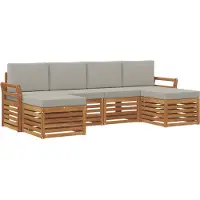 vidaXL Ensemble de canapés 6 pièces Naturel et gris clair Bois massif Acacia