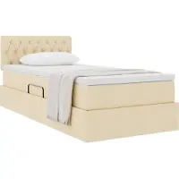 vidaXL Lit avec rangement et matelas Crème 90 x 200 cm Matériau dérivé du bois