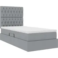 vidaXL Lit coffre à LED avec matelas, gris clair, 100 x 200 cm, tissu
