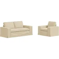 vidaXL Ensemble de canapés , 2 pièces, couleur crème, revêtement en tissu