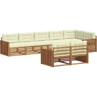 vidaXL Ensemble de salon de jardin 8 pièces, couleurs naturelles et crème