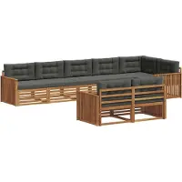 vidaXL Ensemble de salon de jardin 8 pièces, couleurs : naturel et anthracite