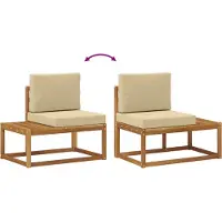 vidaXL Ensemble de canapés d'extérieur avec 4 coussins, couleur naturelle et beige