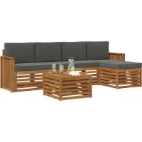 vidaXL Ensemble de canapés d'extérieur avec coussins 6 pièces Nature et Anthracite