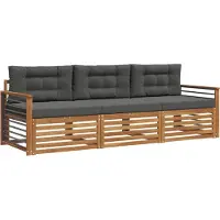 vidaXL Ensemble de canapés d'extérieur avec coussins 3 pièces Nature et Anthracite