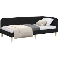vidaXL Cadre de lit d'angle noir 90 x 200 cm Tissu
