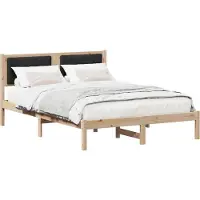 vidaXL Cadre de lit avec tête de lit rembourrée noir 135 x 190 cm