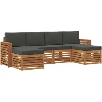 vidaXL Ensemble de canapés 6 pièces Naturel et Anthracite Bois massif d'acacia