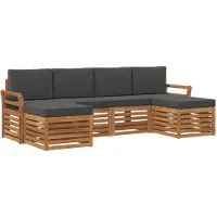 vidaXL Ensemble de canapés 6 pièces Naturel et Anthracite Bois massif d'acacia