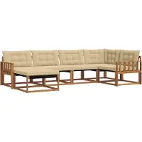 vidaXL - Ensemble de salon de jardin 6 pièces, en bois d'acacia massif, couleurs naturelles et beige