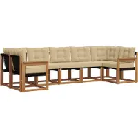 vidaXL Ensemble de canapés d'extérieur avec coussins 7 pièces Nature et Beige