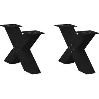 vidaXL Pieds de table basse en X 2 pcs. noir 50x(30-31) cm acier