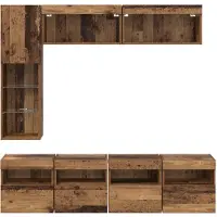 vidaXL Meuble TV avec LED mural 7 pièces Bois ancien Matériau dérivé du bois
