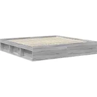 vidaXL Cadre de lit Sonoma gris, 200 x 200 cm, en bois massif de pin