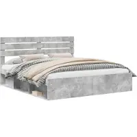 vidaXL Cadre de lit avec tête de lit béton 180 x 200 cm Pin massif