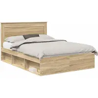 vidaXL Cadre de lit avec tête de lit Sonoma 140 x 200 cm Pin massif