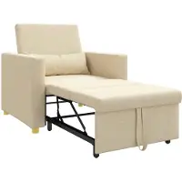 vidaXL Canapé Lit Simple avec des roues Crème 90 x 165 x 87 cm tissu