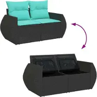 vidaXL Ensemble de salon de jardin 6 pièces avec coussins noir poly rotin