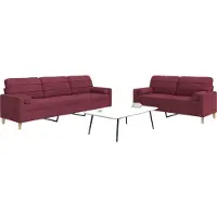 vidaXL Ensemble de canapés 2 pcs coussins décoratifs bordeaux tissu