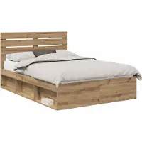vidaXL Cadre de lit avec tête de lit artisanale en chêne 140 x 190 cm