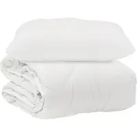 vidaXL : Couverture de lit avec 2 oreillers, blanc, microfibre