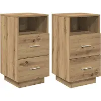 vidaXL Tables de chevet 2 pcs et 2 tiroirs chêne artisanal 36x36x68 cm