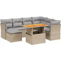 vidaXL Ensemble de jardin canapé 8 pièces avec coussins Beige Poly Rattan