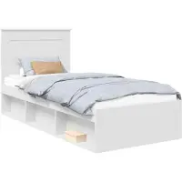 vidaXL Cadre de lit avec tête de lit Blanc 75 x 190 cm Pin massif