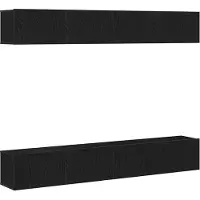 vidaXL : Ensemble de 4 meubles TV, finition bois imitation chêne, coloris noir, en matériau composite