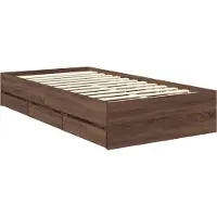 vidaXL Cadre de lit marron imitation chêne 90 x 200 cm Ingénieurs bois
