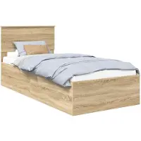 vidaXL Cadre de lit avec tête de lit chêne Sonoma 75 x 190 cm Bois composite