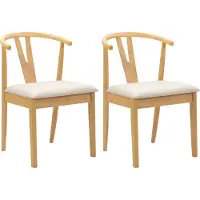 vidaXL Chaise de salle à manger 2 pcs Naturel et clair Bois massif de caoutchouc