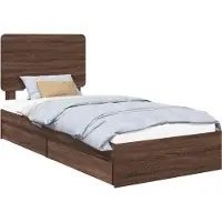vidaXL Lit de rangement brun imitation chêne 75 x 190 cm Bois composite