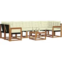 vidaXL Ensemble de canapés d'extérieur avec coussins 8 pièces Nature et Crème