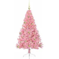 vidaXL Sapin de Noël artificiel pré-éclairé Rose 150 cm PVC