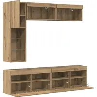 vidaXL Meuble TV avec LED 7 pièces en bois composite chêne artisanal