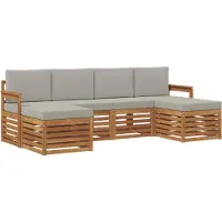 vidaXL Ensemble de canapés 6 pièces Naturel et gris clair Bois massif Acacia