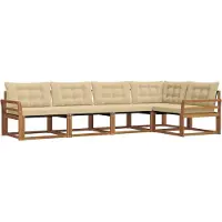 vidaXL Ensemble de canapés d'extérieur avec coussins 5 pièces Nature et Beige