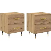 vidaXL Cabinet de chevet 2 pcs chêne artisanal 40 x 35 x 47.5 cm