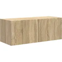 vidaXL Ensemble d'étagères murales pour téléviseur, à fixer au mur, 4 pièces, bois composite chêne Sonoma