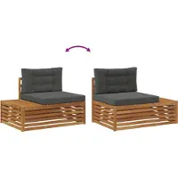vidaXL Ensemble de canapés d'extérieur , couleur naturelle et anthracite, 203,5 x 83 x 73 cm