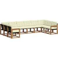 vidaXL Ensemble de salon de jardin, 10 pièces, couleurs naturelles et crème