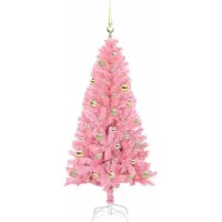 vidaXL Sapin de Noël avec 150 LED avec support Rose 150 cm PVC