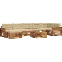 vidaXL Ensemble de canapés d'extérieur avec coussins 8 pièces Nature et Beige