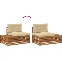 vidaXL Ensemble de canapés d'extérieur avec coussins 7 pièces Nature et Beige