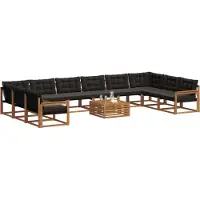 vidaXL Ensemble de canapés d'extérieur avec coussins 11 pièces Naturel et Noir