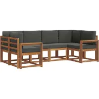 vidaXL Ensemble de canapés d'extérieur avec coussins 6 pièces Nature et Anthracite