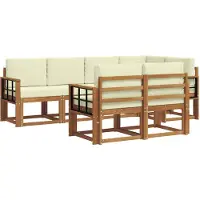 vidaXL Ensemble de canapés d'extérieur avec coussins 7 pièces Nature et Crème